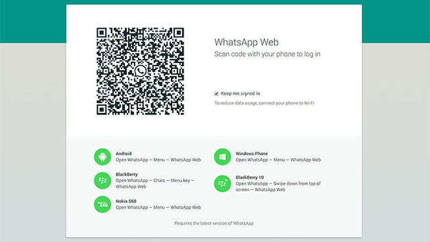 Pantalla del servicio web de WhatsApp.