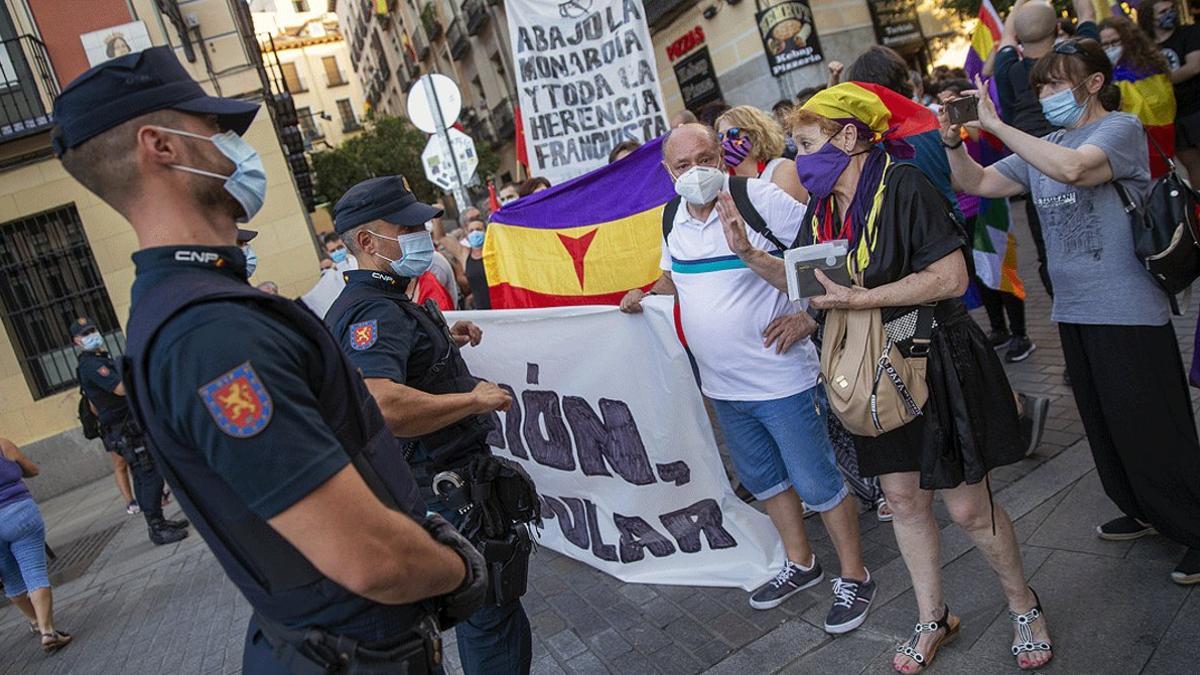 Manifestación contra la Monarquía y a favor de la república en Madrid, el domingo 9 de agosto