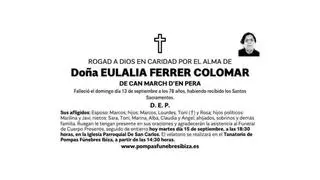Esquela Eulalia Ferrer Colomar