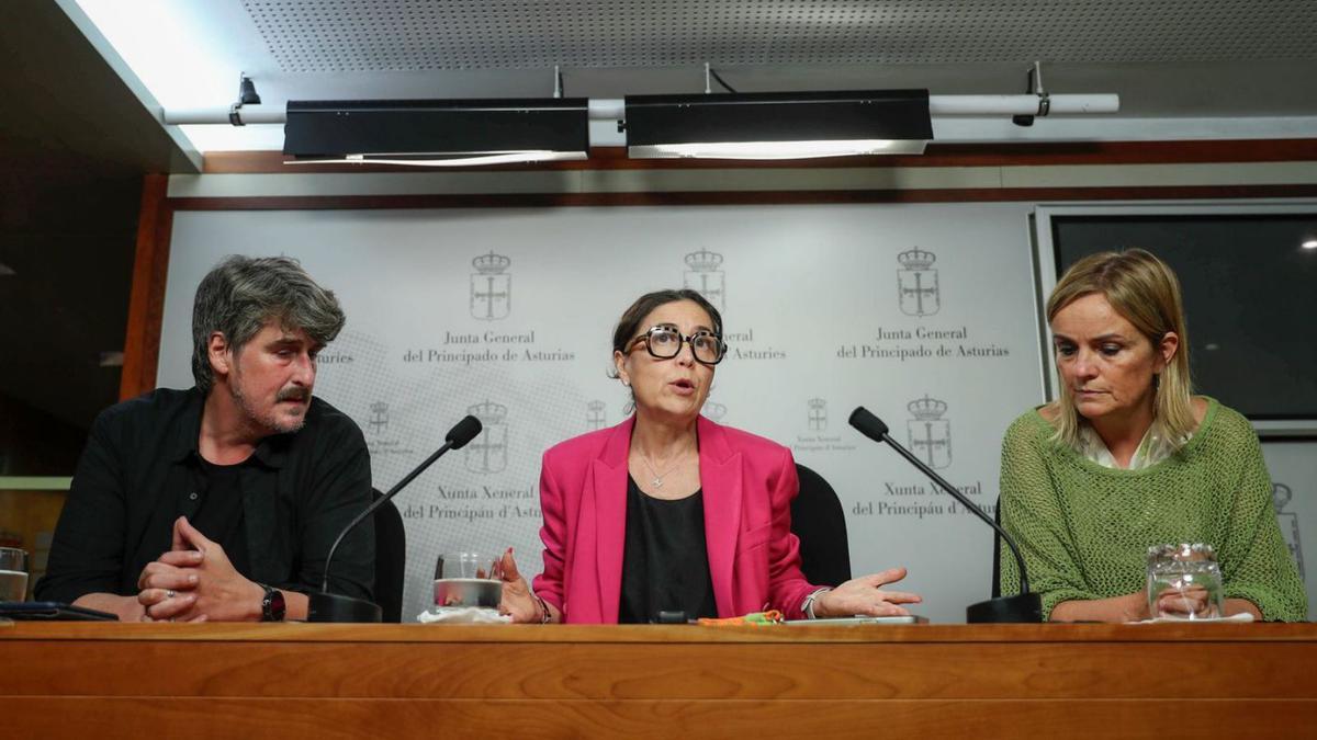 Xabel Vegas (portavoz de Convocatoria), Dolores Carcedo (portavoz del PSOE) y Covadonga Tomé (Grupo Mixto), en una imagen de archivo.