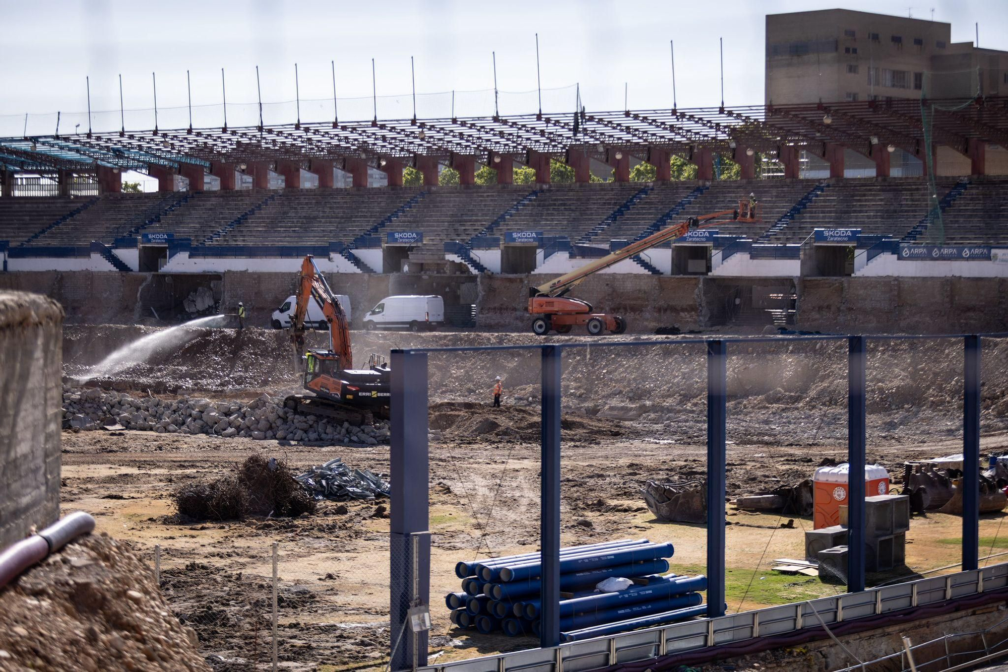 En imágenes | Visita a las obras de La Romareda cuando se cumple un año del inicio de los trabajos