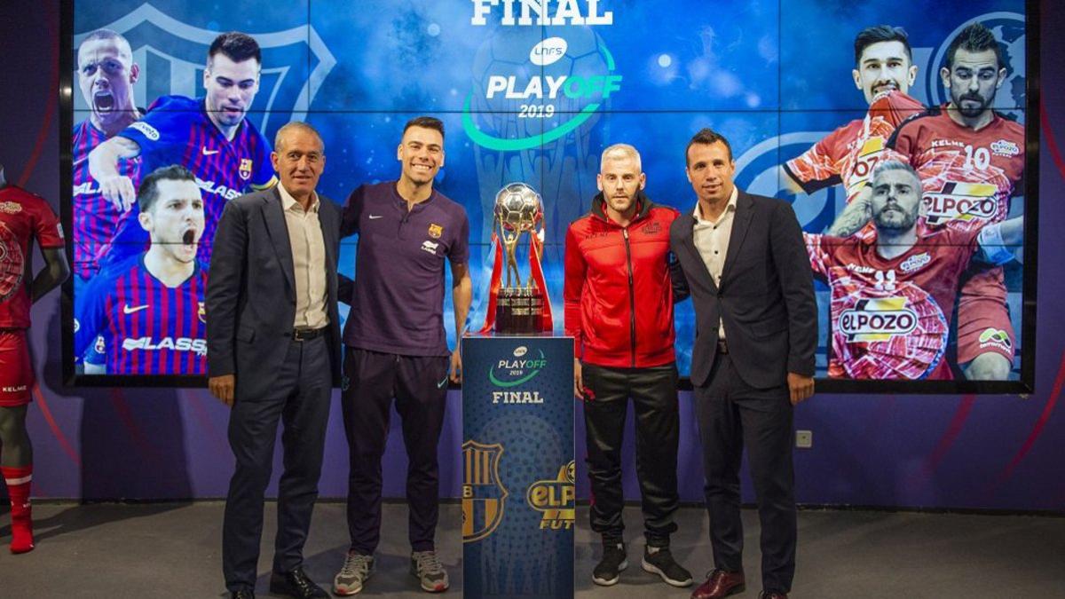 Andreu Plaza, Sergio Lozano, Miguelín y Diego Giustozzi, en el Camp Nou