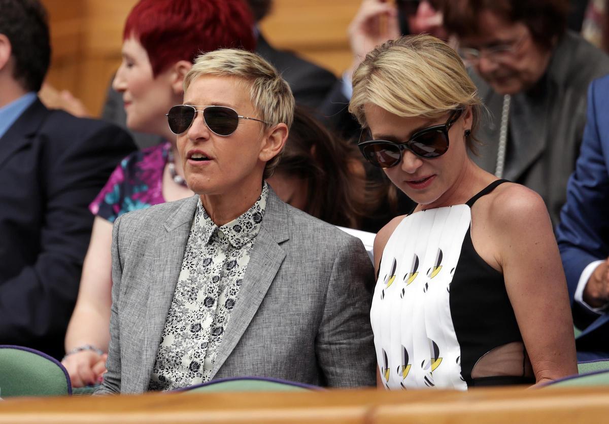 Ellen DeGeneres y su esposa Portia de Rossi en Wimbledon
