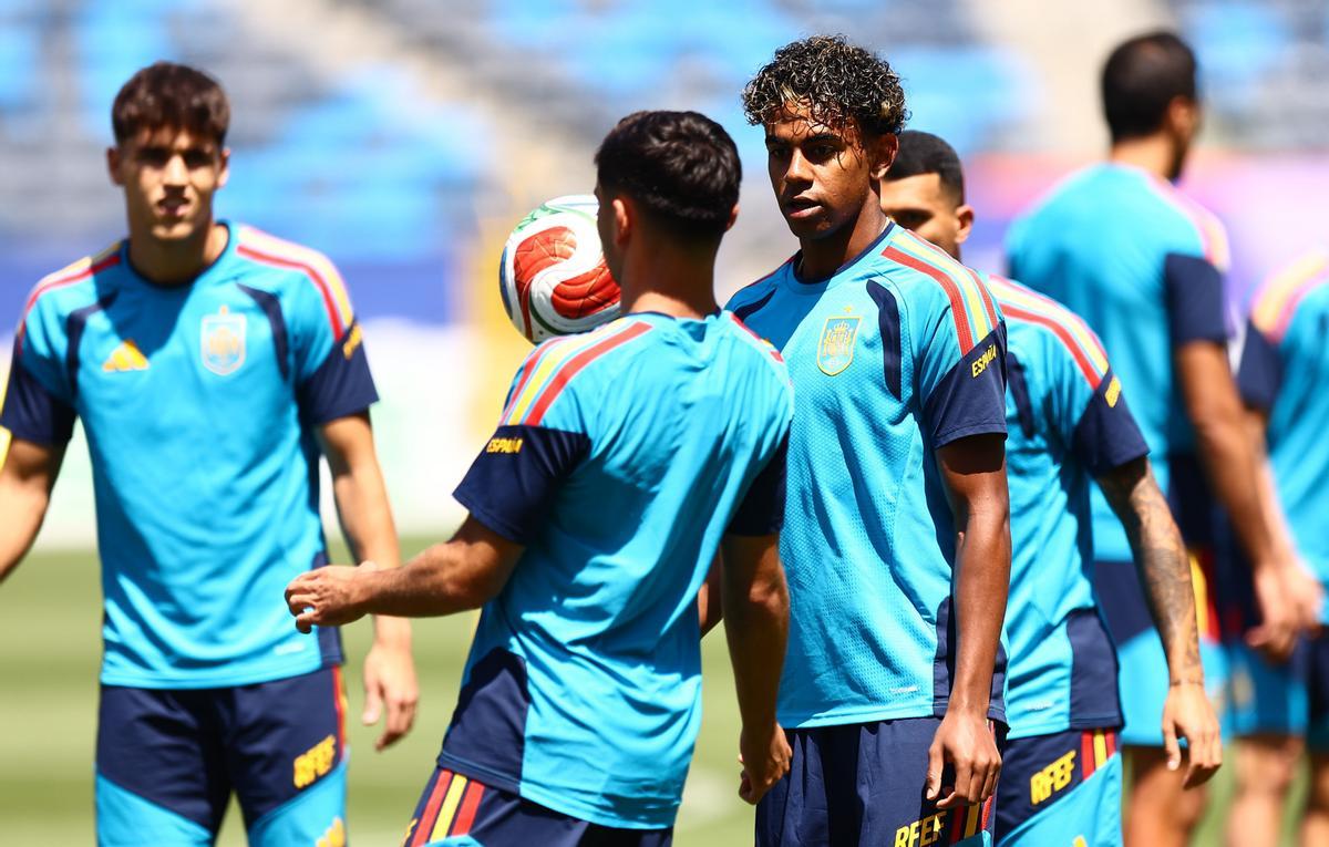 La selección española, en uno de los entrenamientos del Mundial