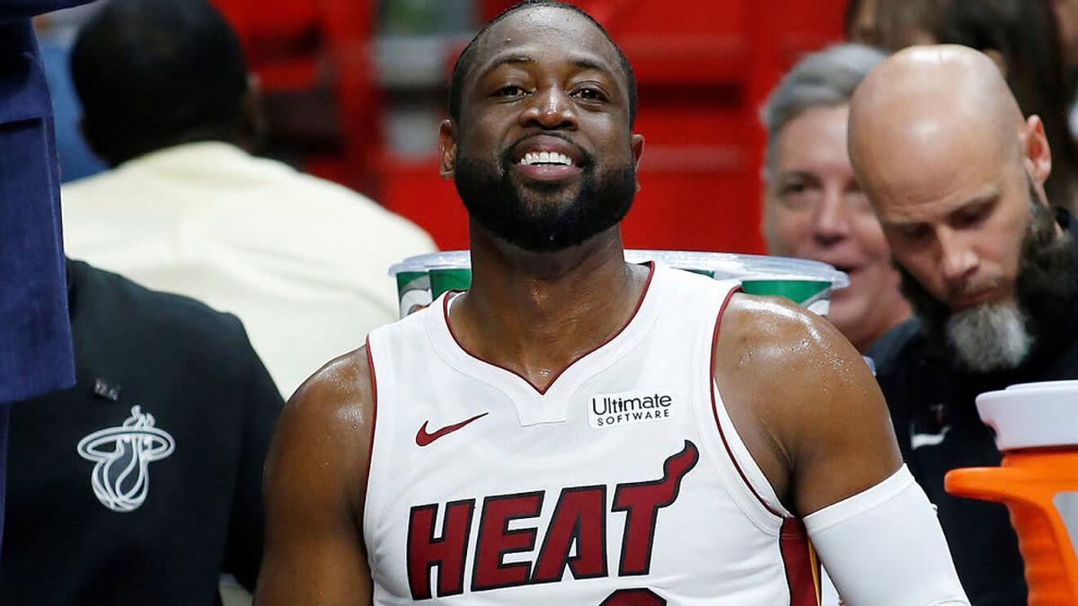 Dwyane Wade con la camiseta de los Miami Heat.