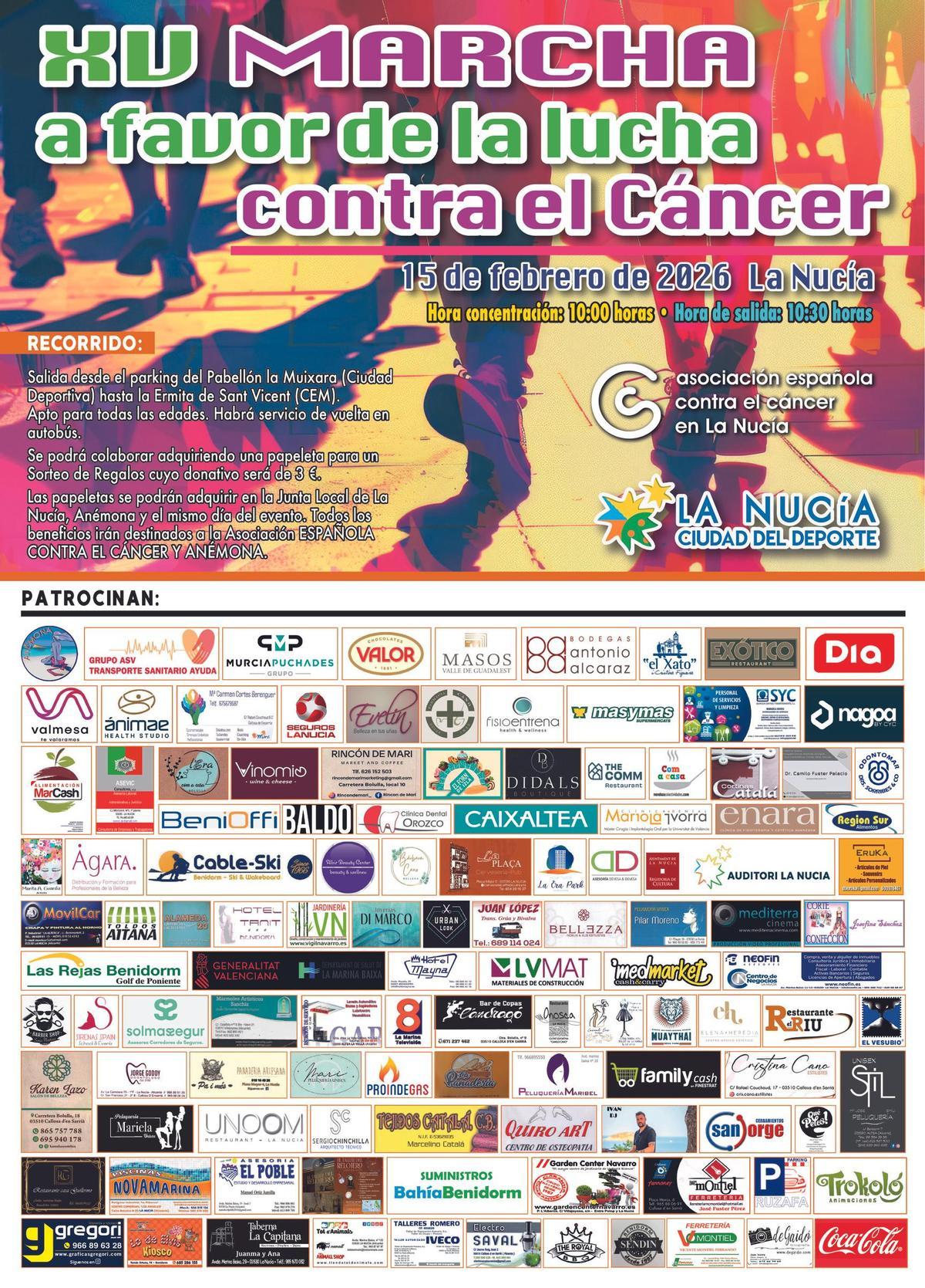 La Nucia cartel XV Marcha Cancer 2026