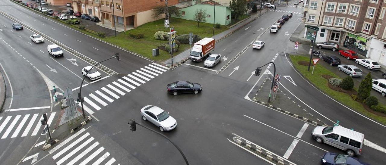 Imagen de un cruce vial en Siero.