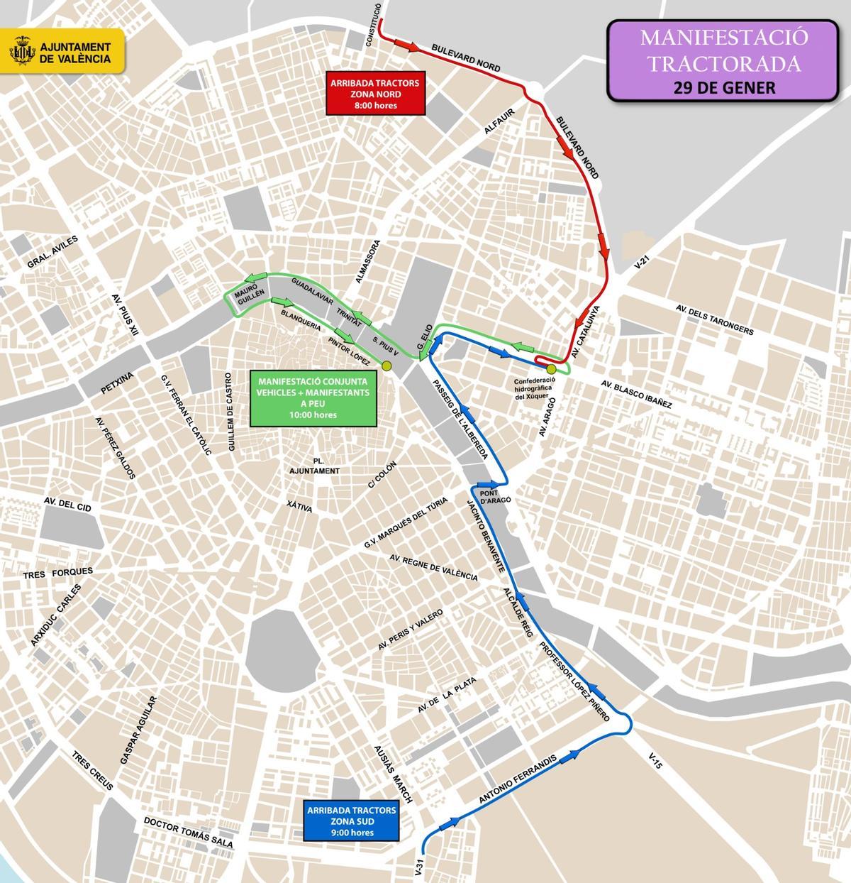 Recorrido de la manifestación de València.