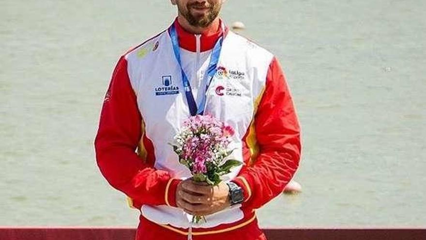 Carlos Arévalo, en el podio de la Copa del Mundo.