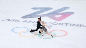 Olivia Smart y Tim Dieck durante su programa de la Danza sobre Hielo del patinaje artístico de los Juegos Olímpicos de Milán y Cortina dAmpezzo 2026.