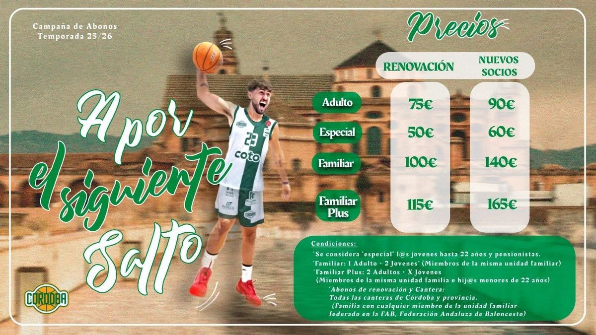 Desglose de precios para el carnet de socio del Coto Córdoba 25-26.