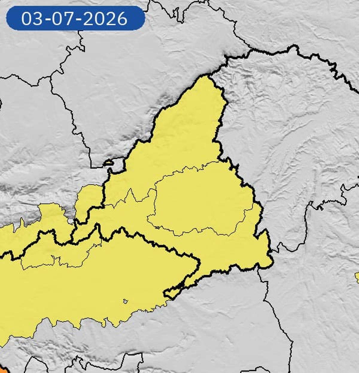 La alerta amarilla se extenderá por todo el territorio de 13:00 a 21:00 horas