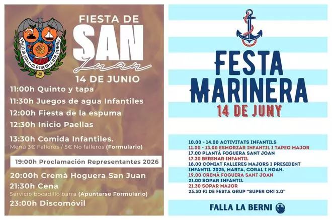 Fiestas de San Juan de las comisiones de falla para el 14 de junio (I)