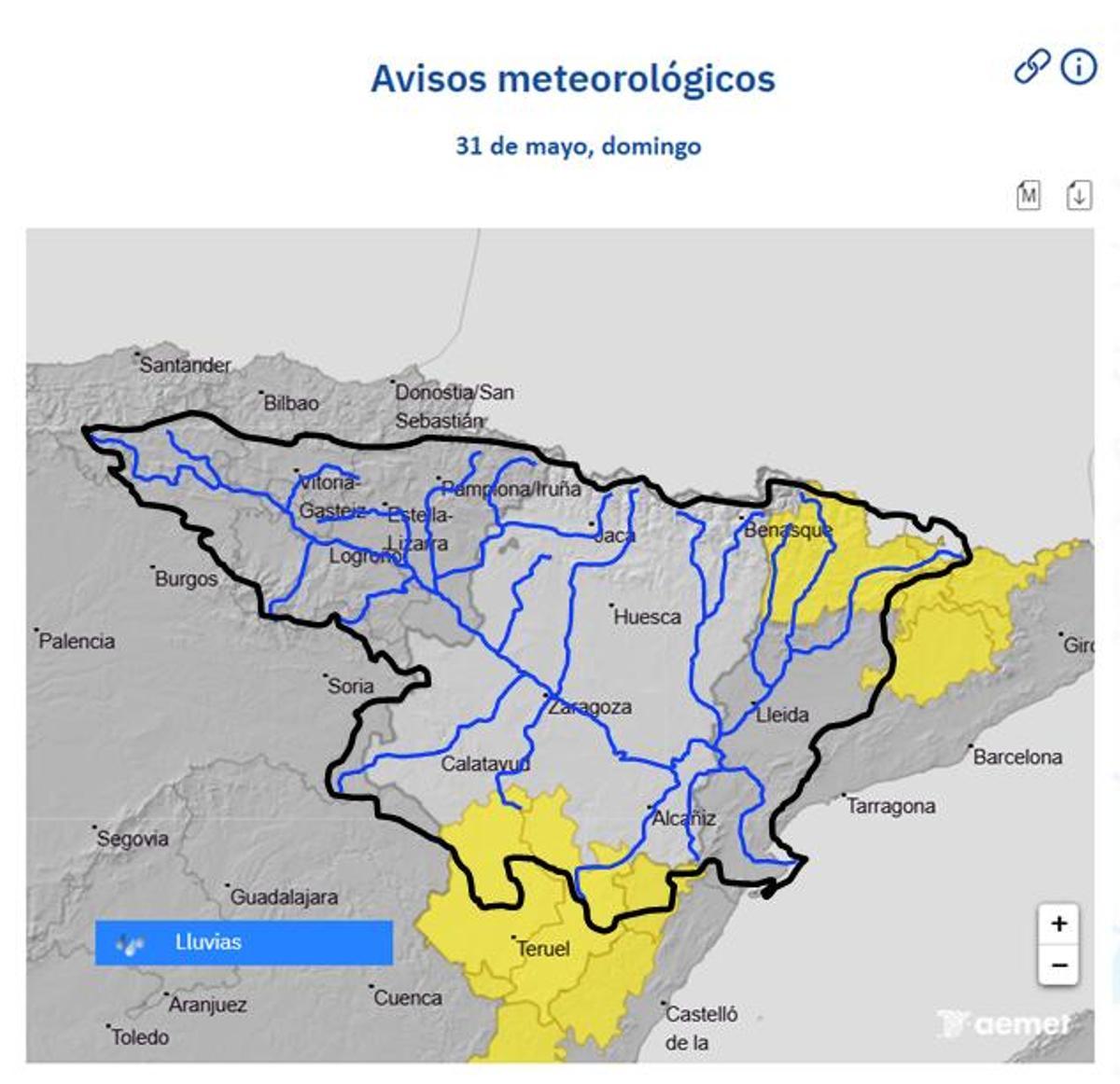 Mapa facilitado por la Confederación Hidrográfica del Ebro.