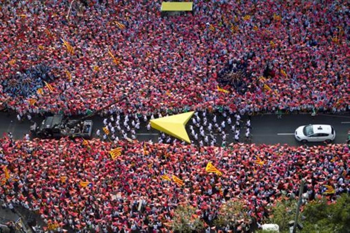 La Via Lliure organizada por la Assemblea Nacional Catalana el año pasado en la Meridiana de Barcelona.