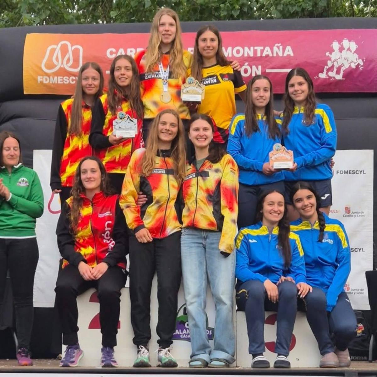 Selección de Asturias junior femenina en el Campeonato de España Km Vertical.