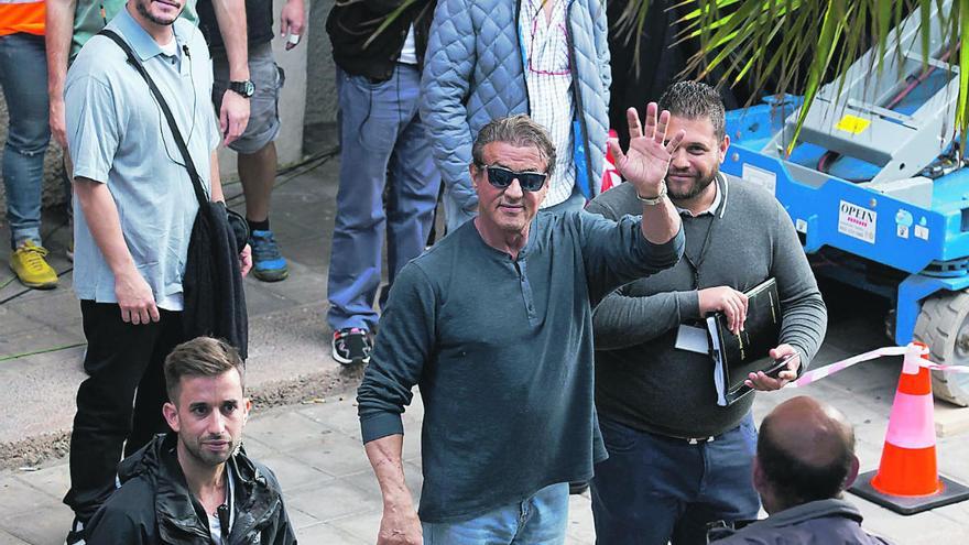 Stallone durante el rodaje de su última película en Tenerife.