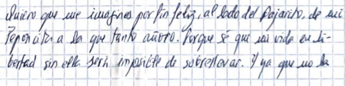 Carta que Alfonso Basterra escribió a Rosario Porto unas semanas después de entra en prisión /ecg