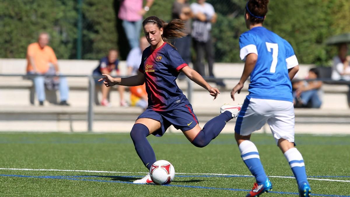 Alexia marcó su primer gol con el Barça ante el Sant Gabriel (7-1), el 30 de septiembre de 2012