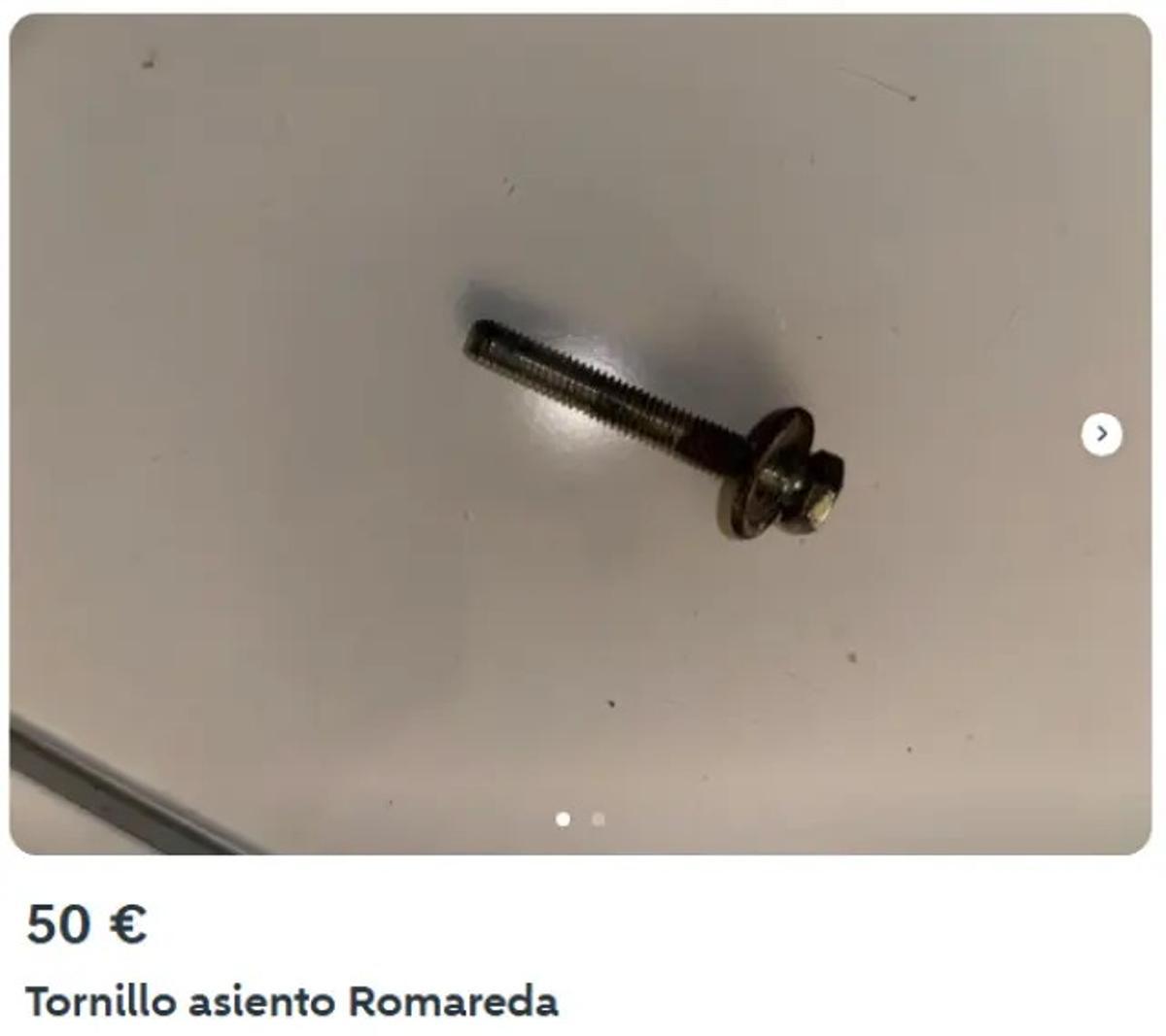 Anuncio de un tornillo a la venta en Wallapop.