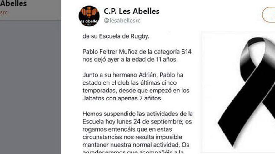 Comunicado de Les Abelles en su cuenta de Twitter.