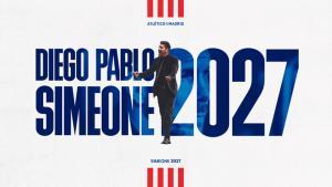 Imagen del anuncio de la renovación de Simeone hasta 2027 con el Atlético.