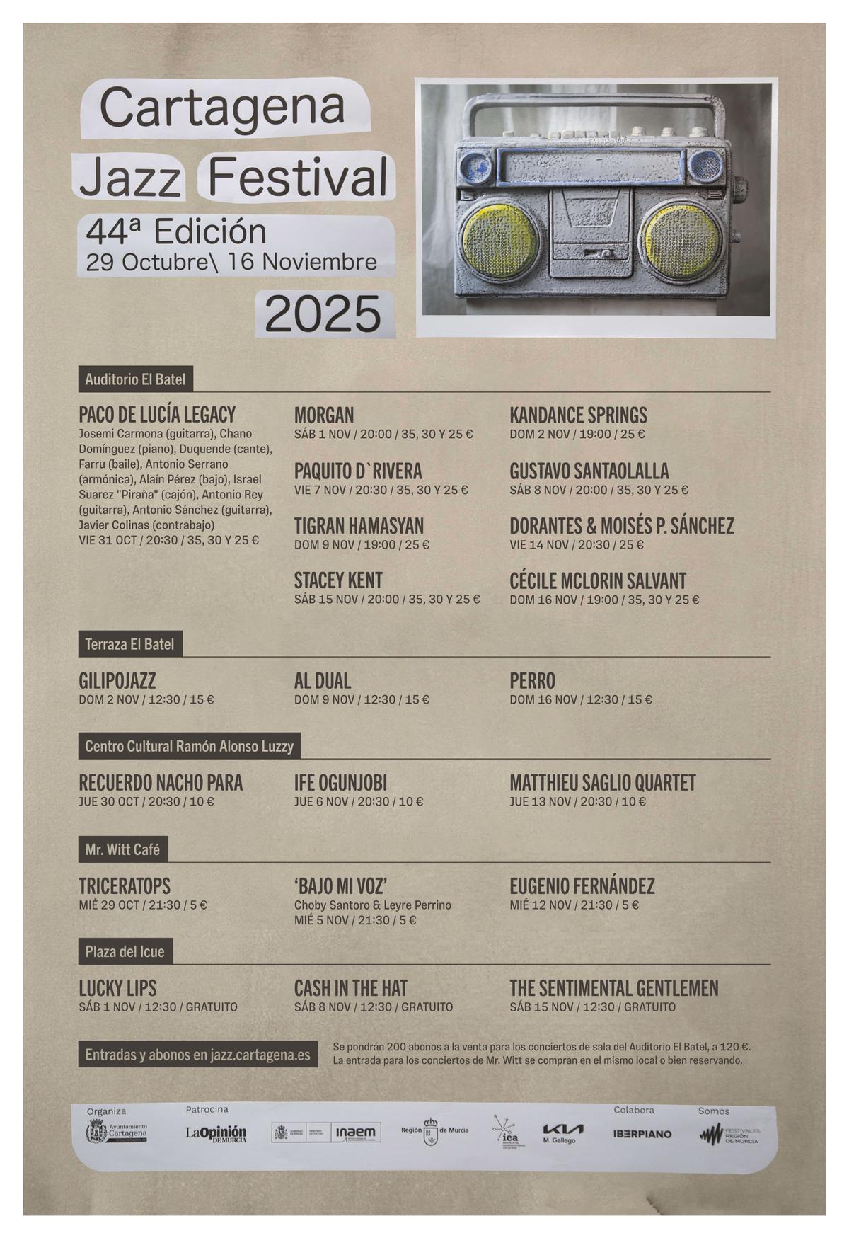 Cartel de la 44ª edición del Cartagena Jazz Festival