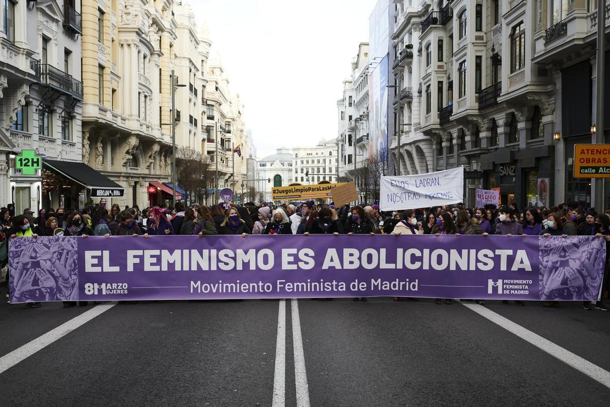 Manifestación del Movimiento Feminista de Madrid bajo el eslogan El feminismo es abolicionista. EFE/Luca Piergiovanni