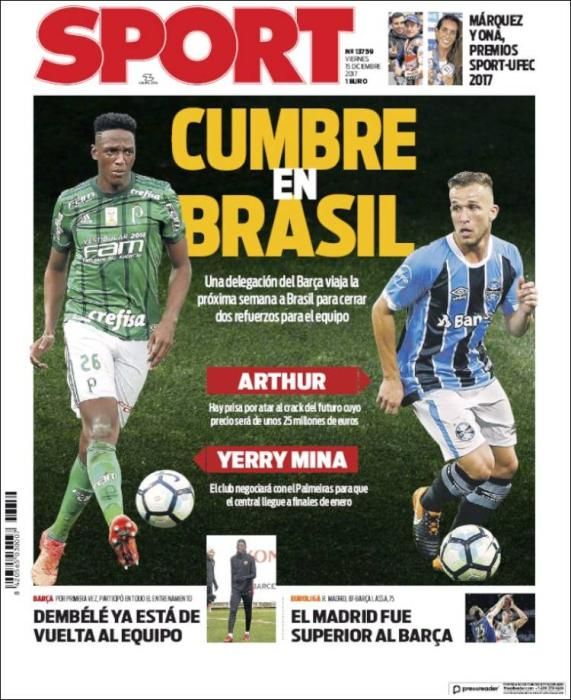 Portadas deportivas del viernes 15 de diciembre