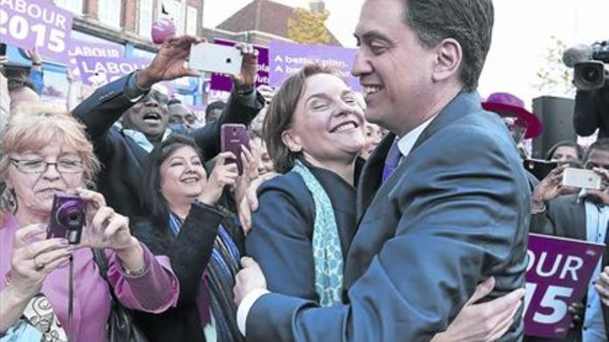 El líder laborista, David Miliband, en un acto de campaña.