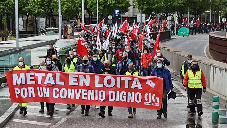 Manifestación, ayer en O Berbés.  | // FDV