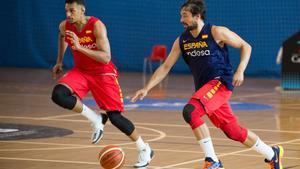 Llull, en uno de los entrenamientos con la selección a principios de agosto