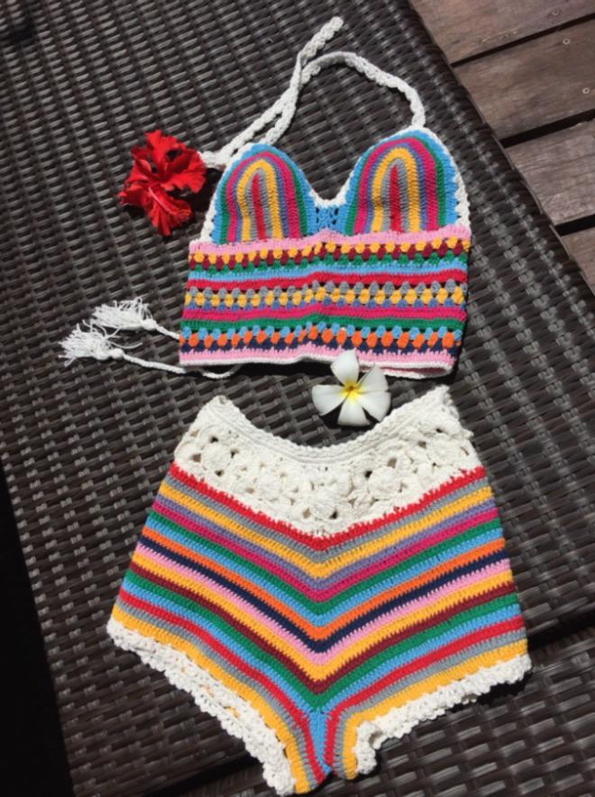 Conjunto de top y minifalda de crochet, de Marea Ibiza