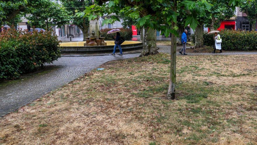 Los vecinos se quejan de la «seca» plaza de España cuando se precisa sombra al llegar el verano