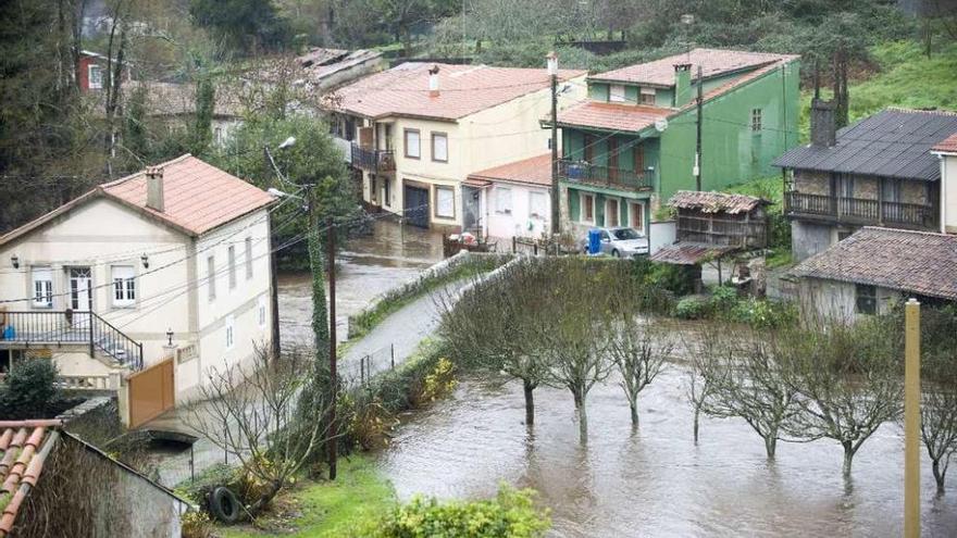 Inundación en Betanzos debido a una de las borrascas de la semana pasada.