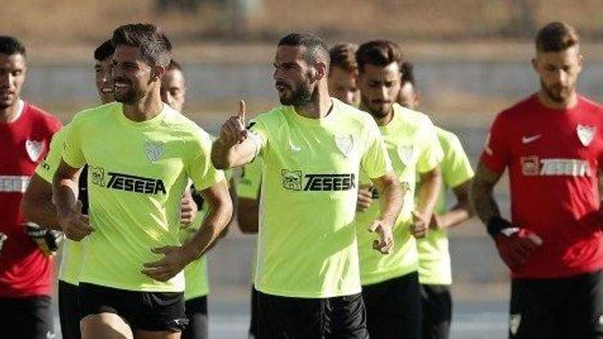 Lombán, en primer plano, durante un entrenamiento