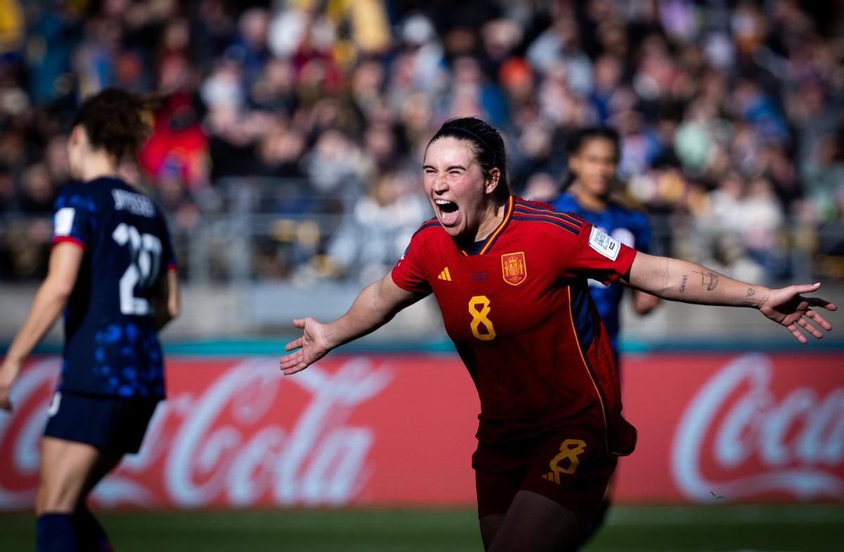 Mariona celebra el gol que adelantaba a España