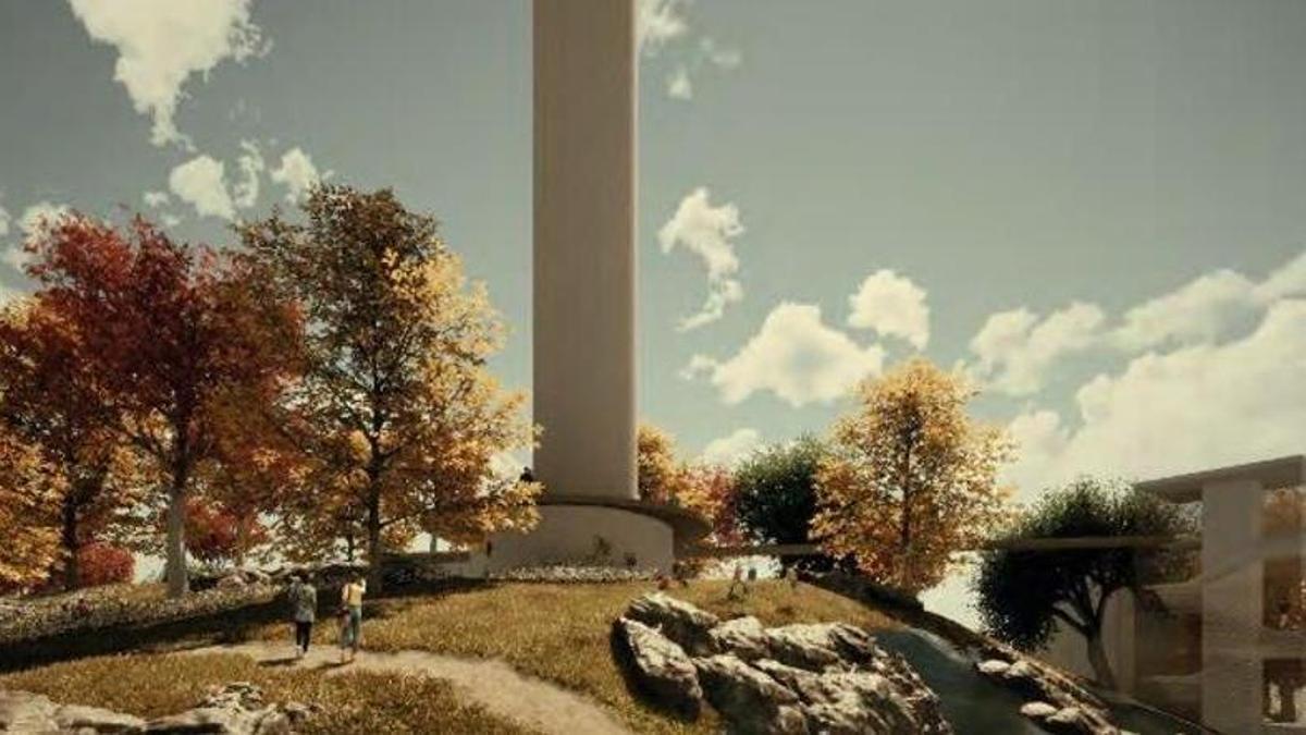 Imagen de recreación virtual de la cima del parque de O Vixía, en Monte Alto, junto al pie del depósito de agua.