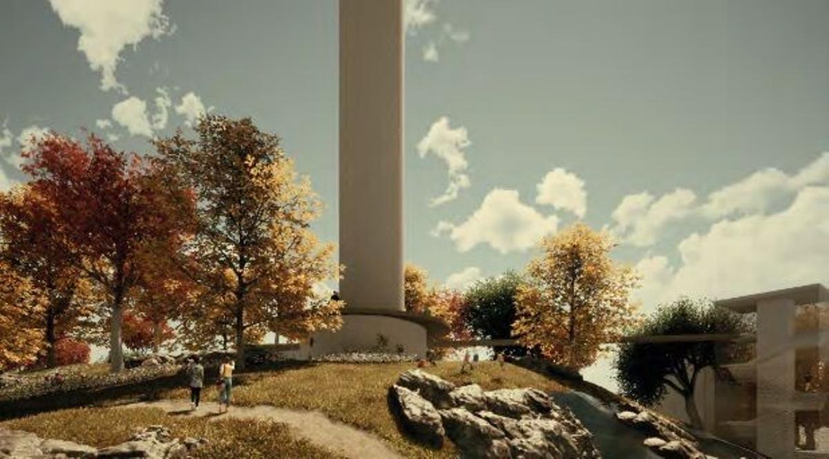 Imagen de recreación virtual de la cima del parque de O Vixía, en Monte Alto, junto al pie del depósito de agua.