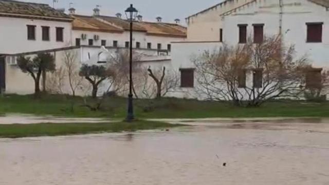 El Rocío, inundado tras el paso de la borrasca Leonardo.