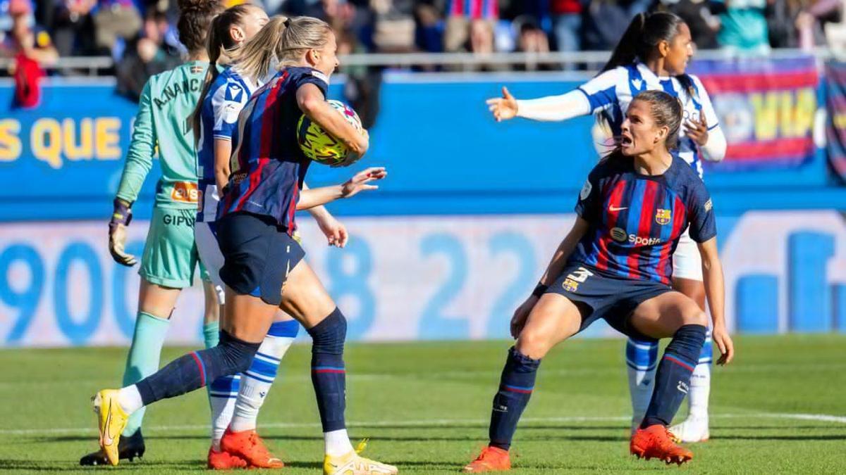 Crnogorcevic y Laia Codina tras empatar ante la Real Sociedad