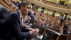 Pedro Sánchez durante su comparecencia en el Congreso de los Diputados.