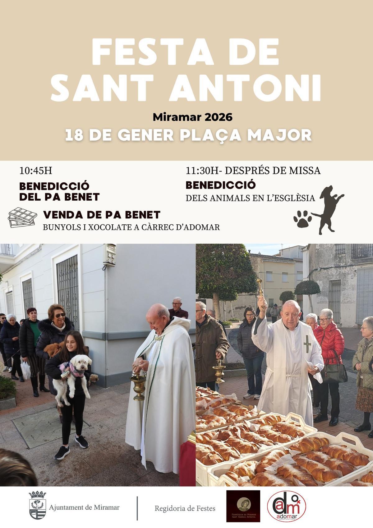 Miramar es uno de los municipios que celebra Sant Antoni del Porquet