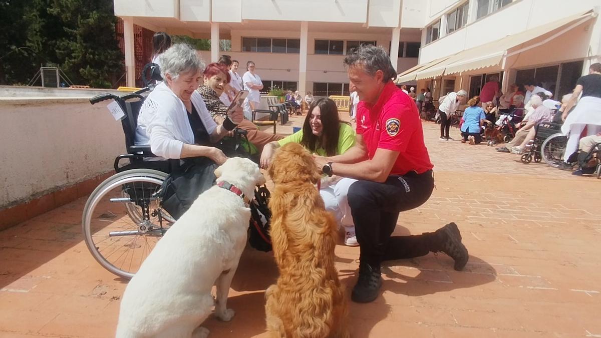 Los residentes de la Bonanova disfrutan de la unidad canina de los Bombers de Palma