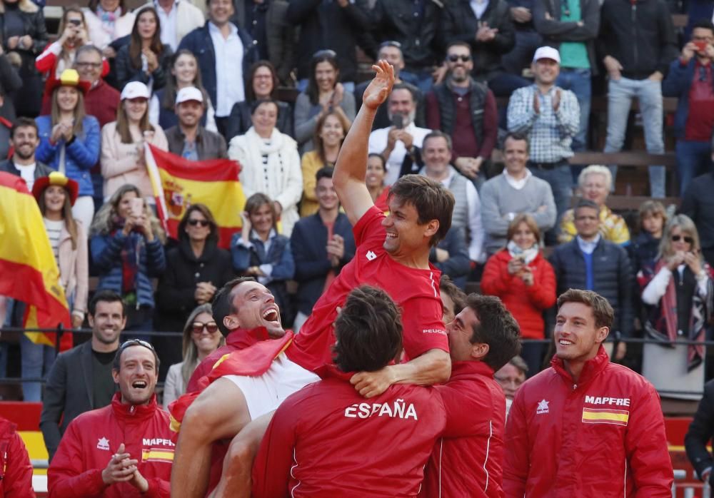 La celebración del equipo español de Copa Davis