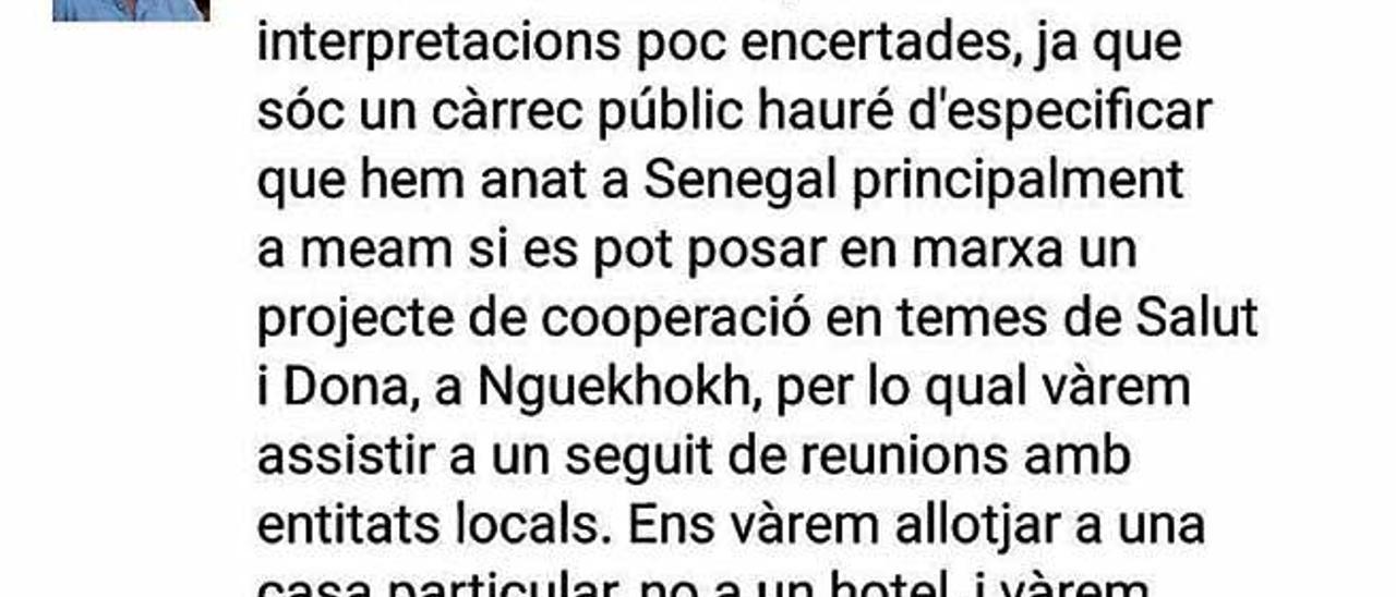 Jurado tuvo que justificar en Facebook su viaje a África.