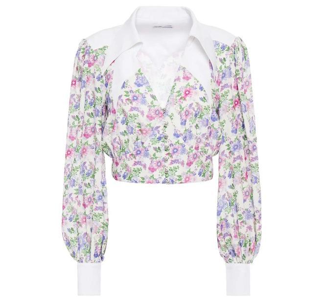 Camisa 'crop' con estampado floral de Paco Rabanne