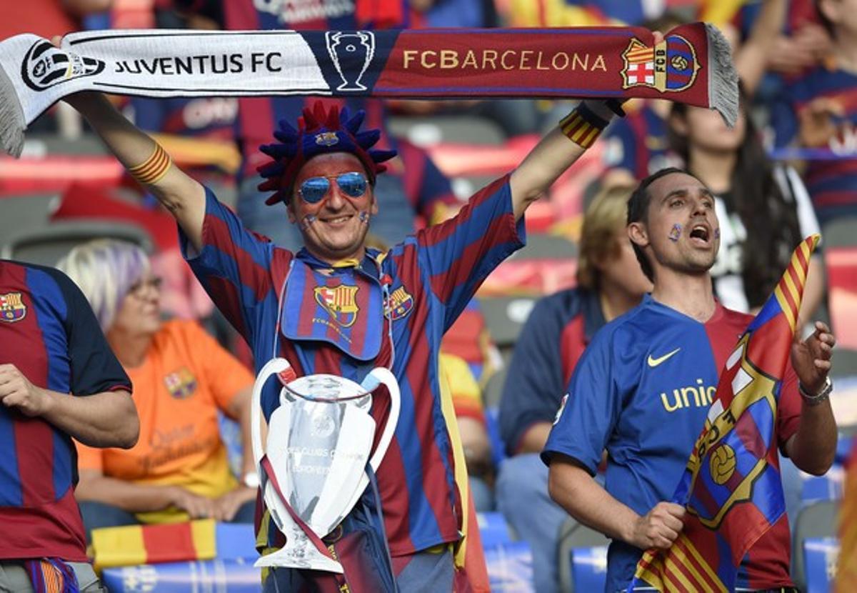 Seguidors del Barça just abans de l’inici de la final davant el Juventus de Torí.