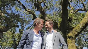 Alberto Núñez Feijóo y Pablo Casado, el pasado 9 de septiembre, en un acto en Cerdedo-Cotobade (Pontevedra).