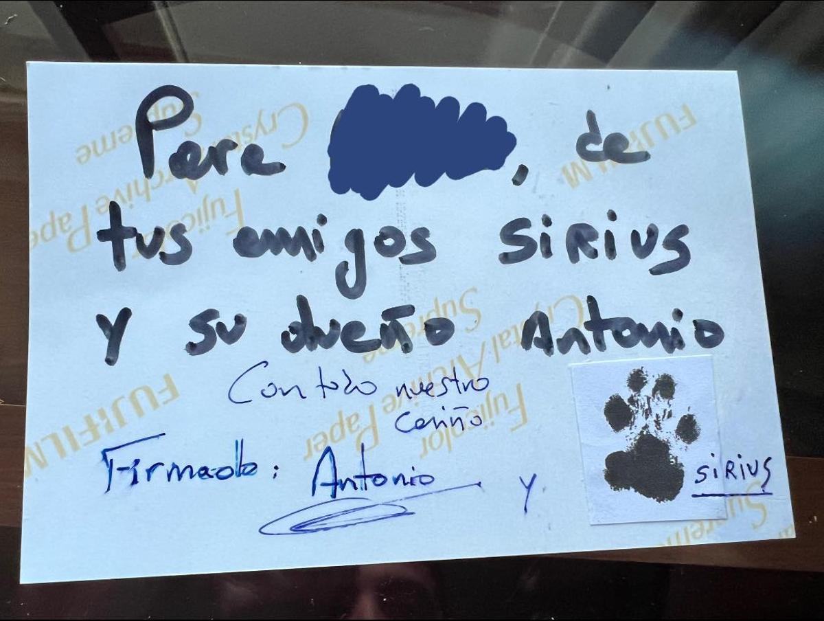 El dibujo que Antonio, el dueño, y su perro Sirius han regalado a la pequeña zamorana.